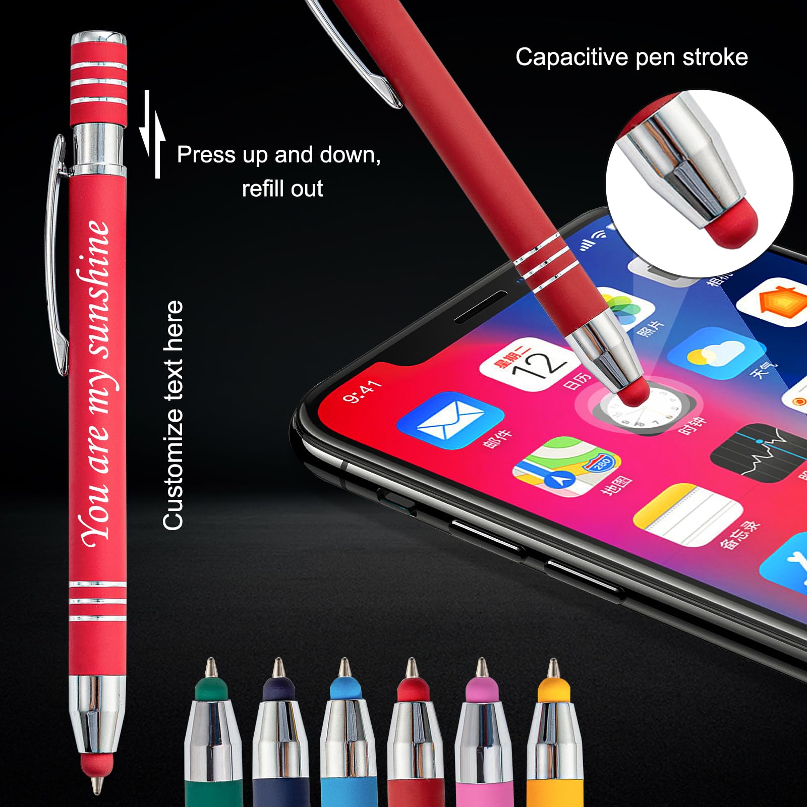 Bolígrafos Personalizados, Bolígrafos Personalizados con Nombre, Bolígrafo Grabado Personalizado con Lápiz Óptico para Bodas, Negocios, Hombres y Mujeres, Tinta Negra Paquete de 36
