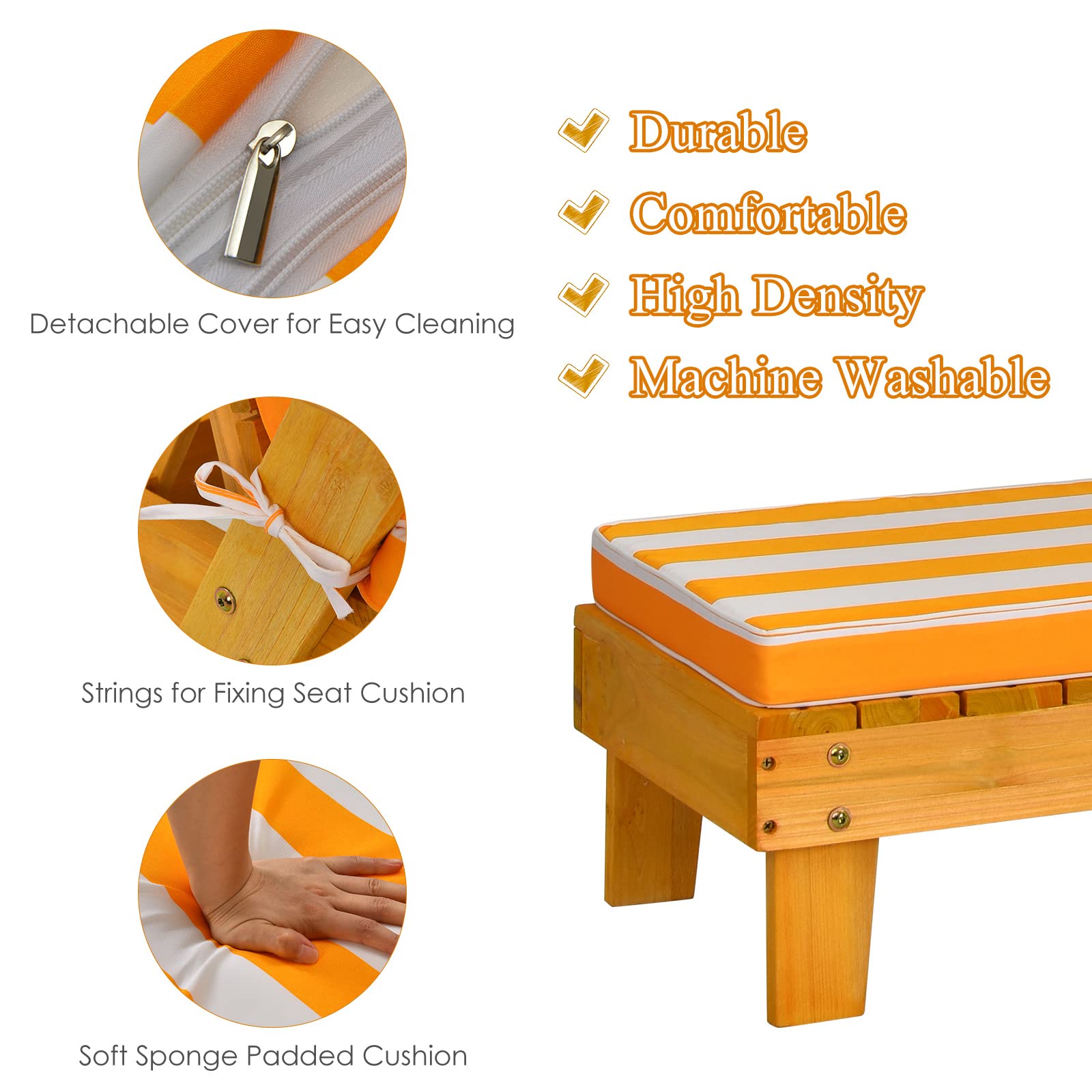 KOMFOTTEU Kinder Sonnenliege, Kinderstuhl mit Sonnenschirm & Kissen, Kinderliege aus Holz, Gartenliege bis 50kg belastbar, Kindersessel für Strand Balkon Pool, 92 x 49 x 106 cm