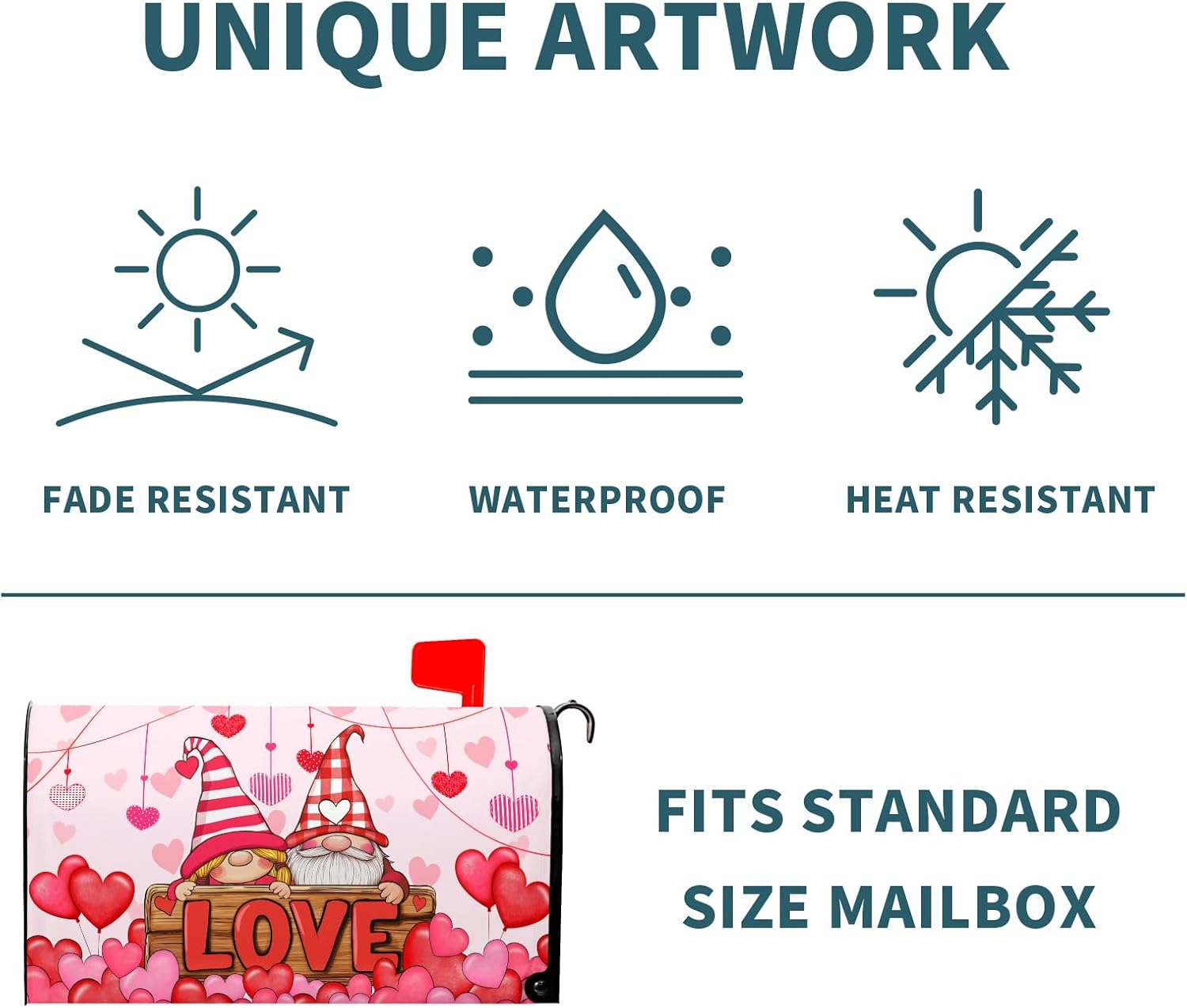 Happy Valentine's Day Mailbox Covers Magnetic Love Heart Pink Mailbox Cover Standard Size 18 X 21 Valentine's Day Decor Holiday Mailbox Wrap Post Letter Box Cover Decorative for Home Garden Outdoor