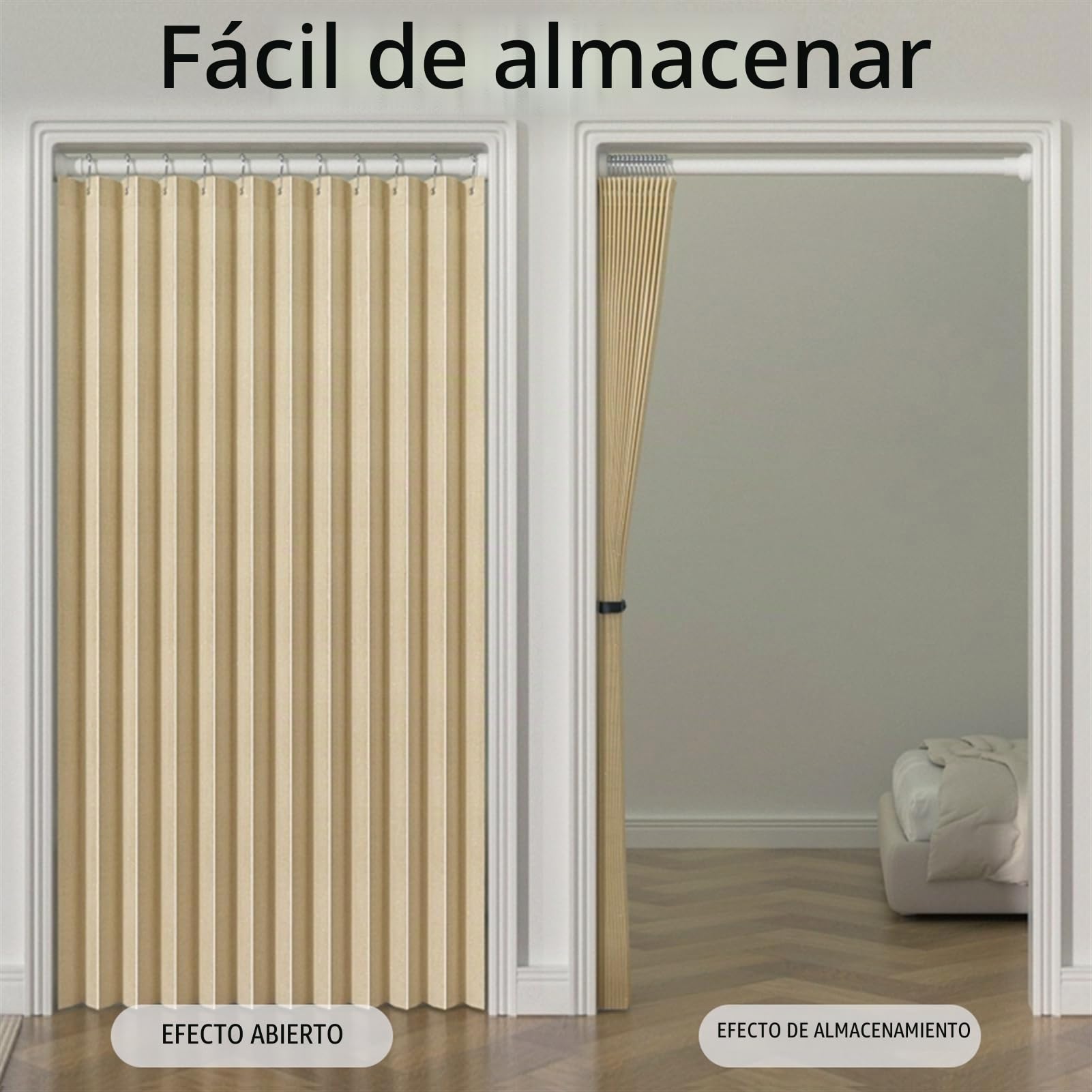 SK Studio Cortina Dormitorio Opaca 1 Pieza Cortinas Termicas Aislantes Frio y Calor Cortina Aislante Magnética para Puertas, Plegable, Impermeable, Blanco, 140x241cm