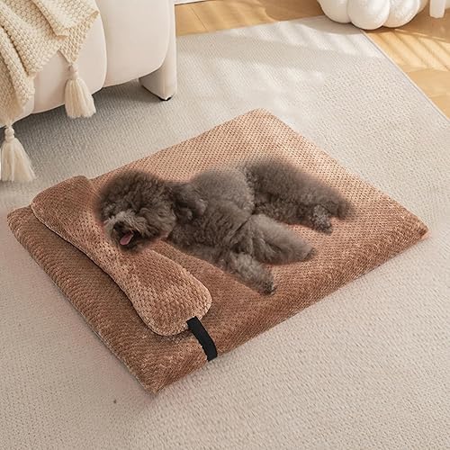 Miniatura 15 de huraty Cama ortopédica para perros con almohada de cojín, tapete de cama de felpa suave para mascotas, parte inferior antideslizante, colchón