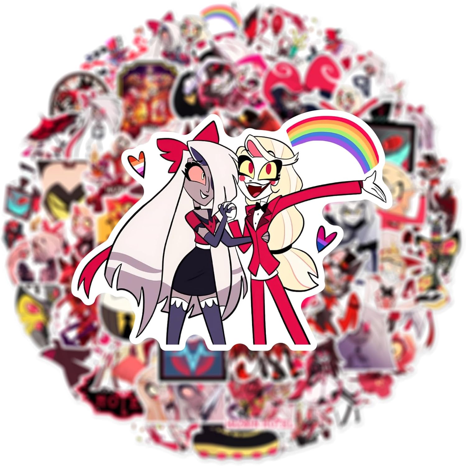 50Pcs Hazbin Cartoon Hotel Stickers Mixed Pack,Cartoon Characters Sticker Movie Decorative Sticker for Fans Waterproof Sticker for Water Bottle Laptop(DYKZ) - Image 4