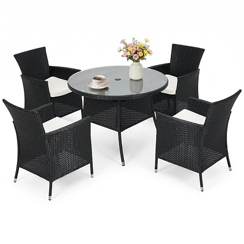 Warmiehomy Rattan Garden Table Chairs