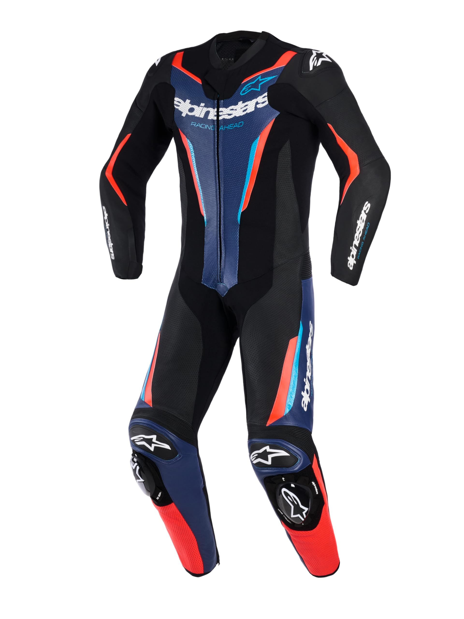 Alpinestars GP Force V2 Tuta in pelle da motociclista in un pezzo, nero/blu/rosso, 52