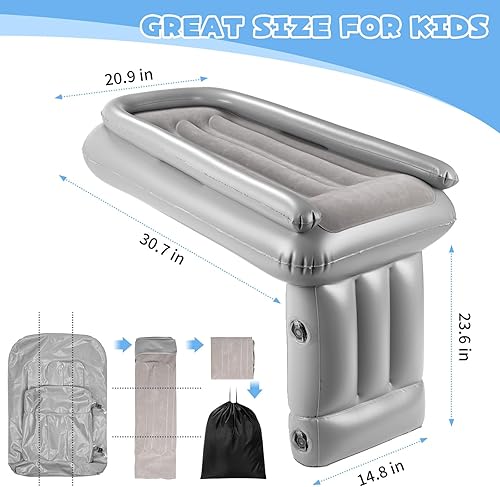 Miniatura 7 de Rewondah Cama de avión para niños pequeños, atractiva cama inflable de avión gris plateado para niños pequeños | Cama de avión para niños pequeños,