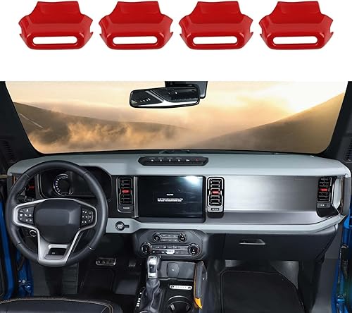Cubierta para interruptor de ventilación de aire para Ford Bronco Center Dash compatible con Ford Bronco 2021 2022 2023 + 24 puertas (4 piezas, ABS,