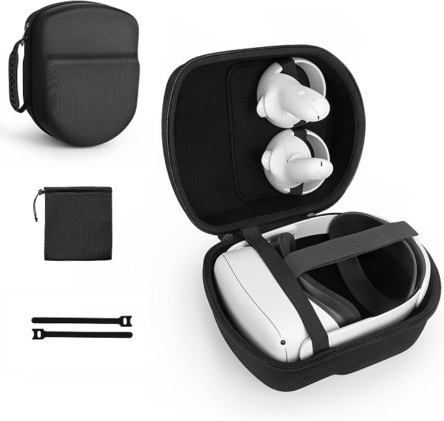 Travel Case for Oculus Quest & Quest 2 & Elite Strap, Hard EVA Carrying Case Storage Box for Oculus Quest Headset and Controllers (Black)