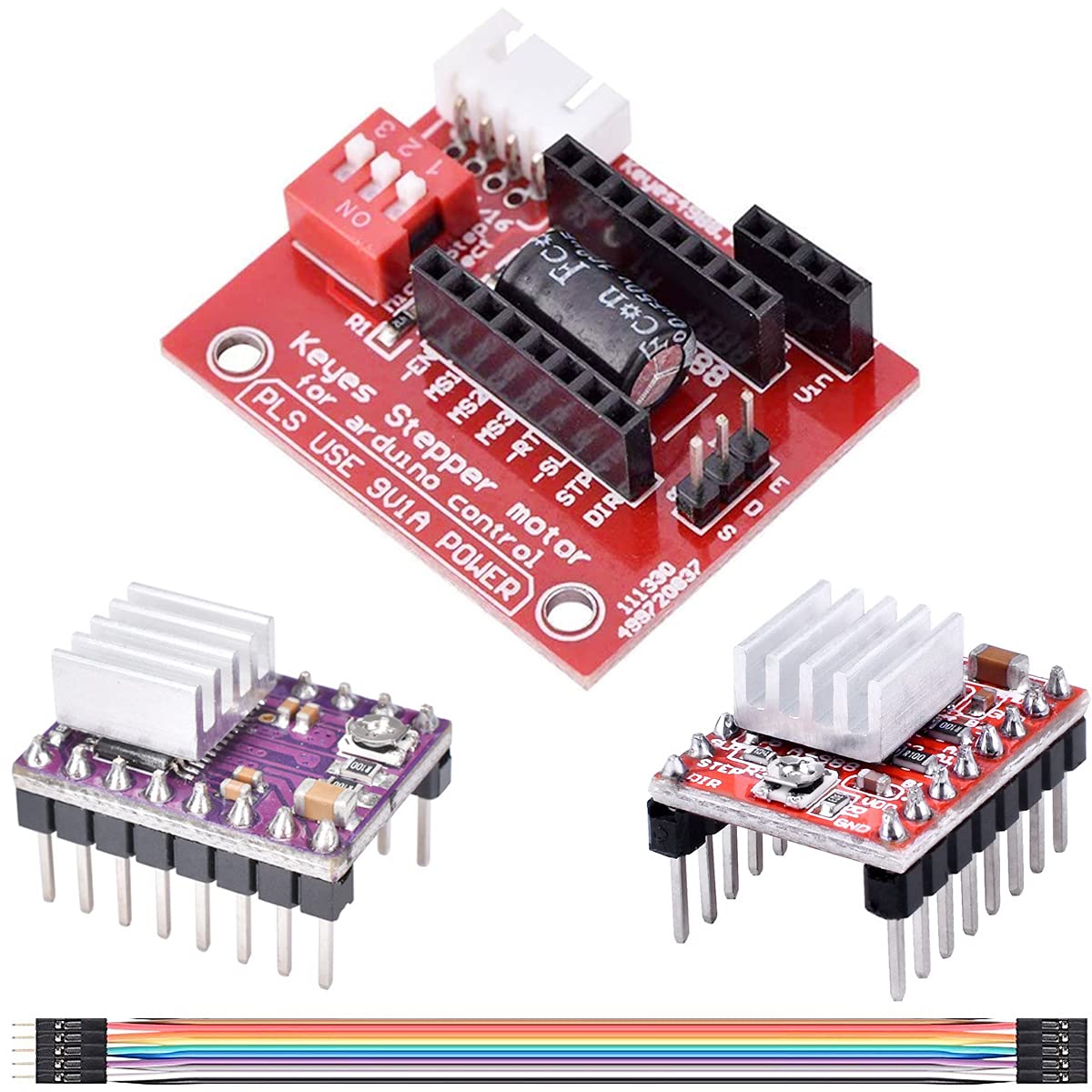 Youmile Control Extension Shield Board Controlador de motor paso a paso para impresora 3D con cable A4988 DRV8825 DuPont, para accesorios de impresora A4988 DRV8825