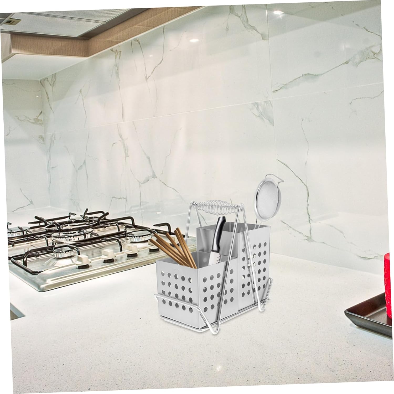 1set Stainless Steel Chopstick Holder Modern Wall-Mounted Draining Container for Utensils Practical Storage for Spoons Forks and Cutlery Space-Saving Design