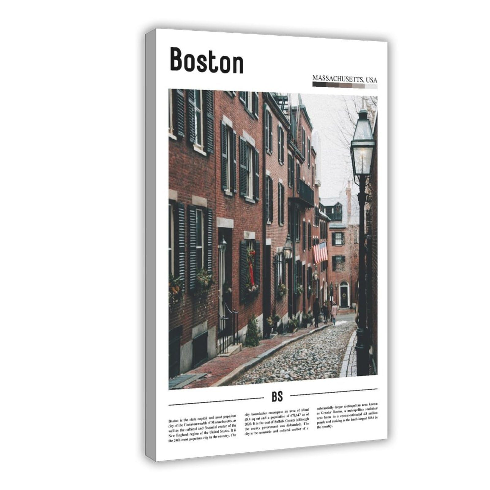 Wcyb Frame Boston Massachusetts (4) The United States Of America Scenery Travel Prints Posters Canvas Deco Paintings Wall Art For Office Living Room Hangable Fra