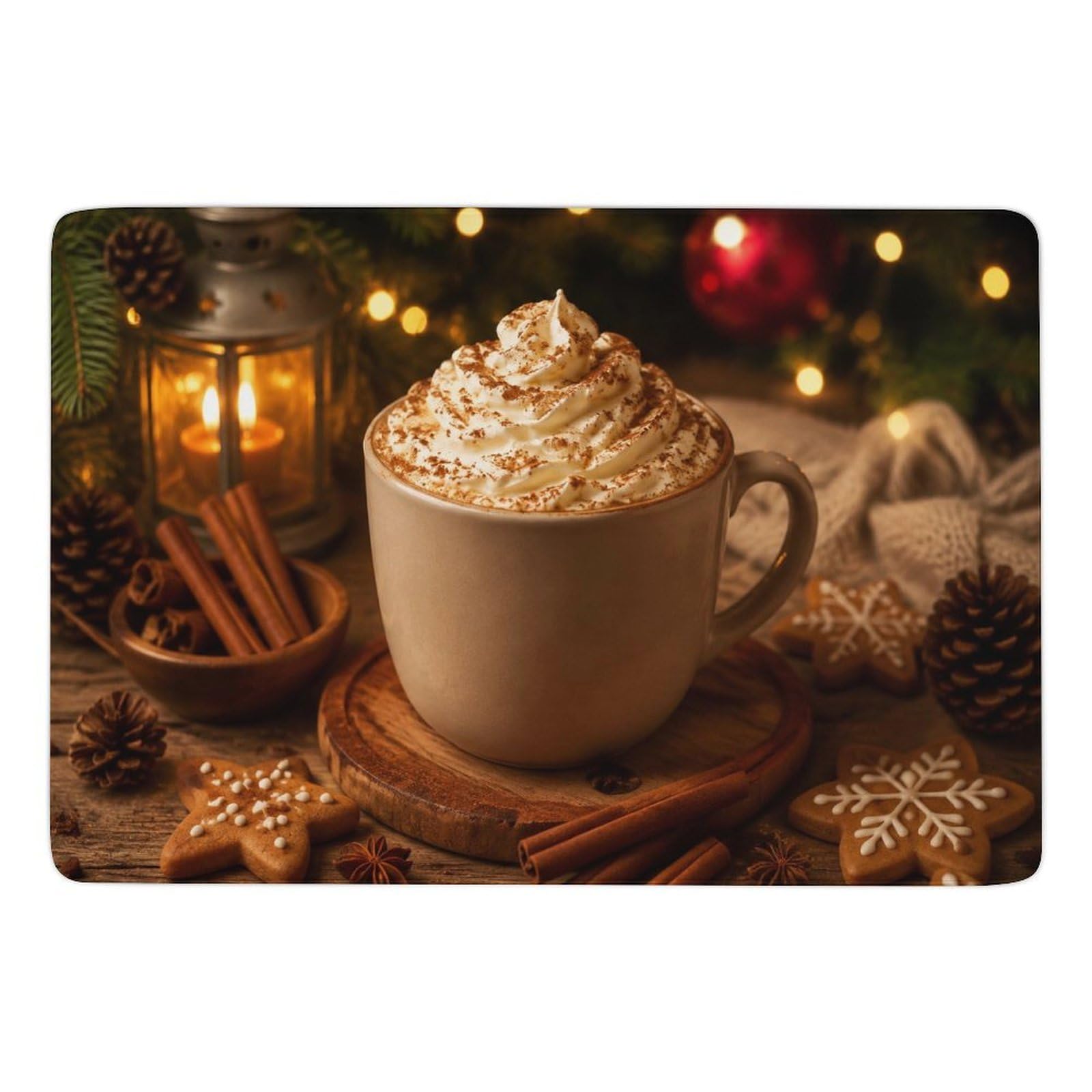 Festive Hot Chocolate with Gingerbread Cookie Tapis 150 x 100 cm