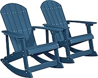 Vista 22 de YEFU Mecedora para exteriores, mecedora Adirondack, silla mecedora de patio con respaldo ancho, silla mecedora de gran tamaño con aspecto de madera