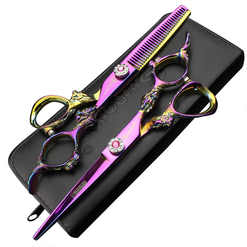 Forbici professionali tagliare 6 pollici elevata durezza acciaio inossidabile 440c viola con il diradamento dei capelli parrucchiere parrucchiere strumento forbici prodotti di assetto