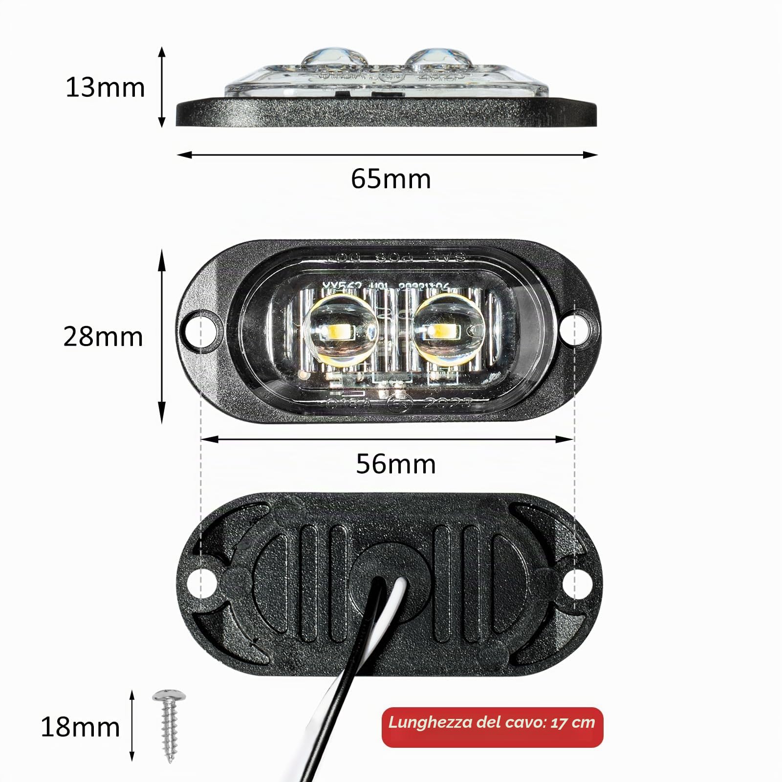 Catekro 10x Luci Ingombro LED 12V-24V, con 2 LED, Impermeabile, Bianco | Luci Ingombro Camper Ripetitori Laterali a Filo per Auto Indicatori Laterali Universali per Camion Furgone Roulotte Barche