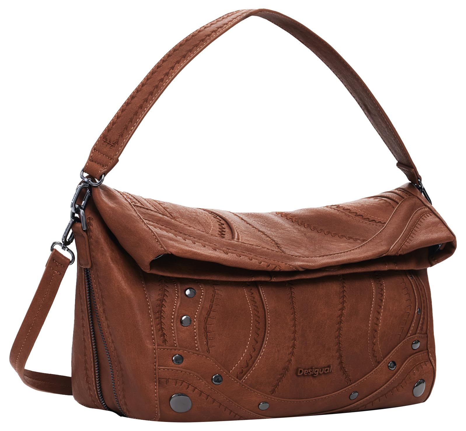 Desigual Women's Marron Handbag Embro Patch Loverty