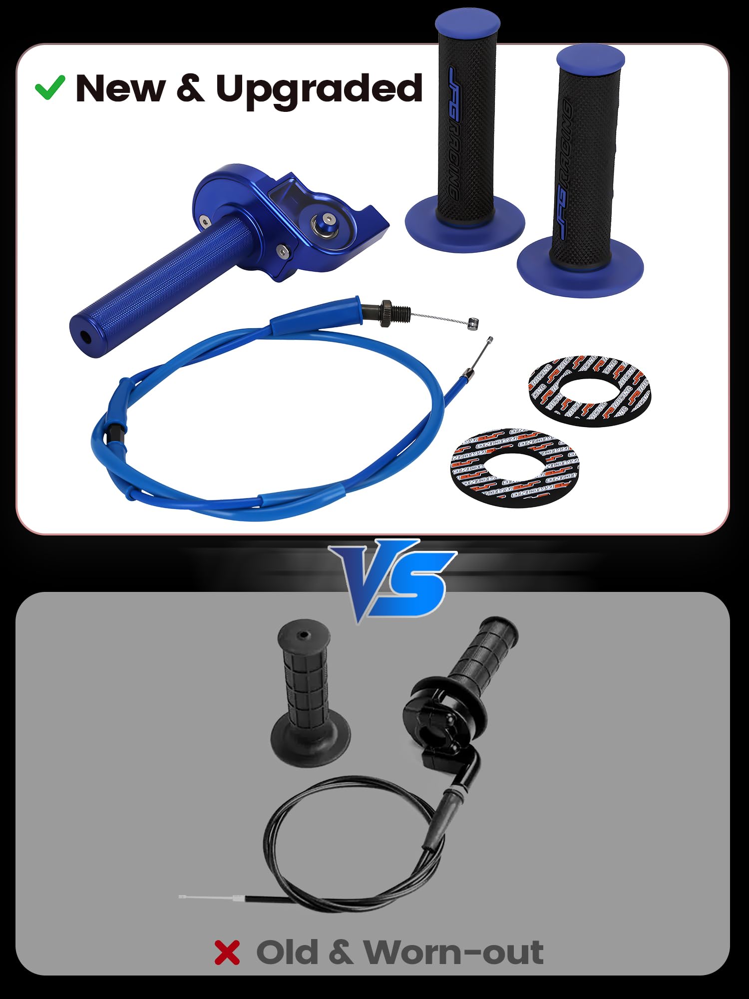 Gas Rapido Gruppo Acceleratore Quick Turn Twist Con Cavo per Adatto per Manopole Moto Dell'acceleratore da 22 mm 50 cc 110 125 150 200 250 cc Dirt Pit Bike (Blu)