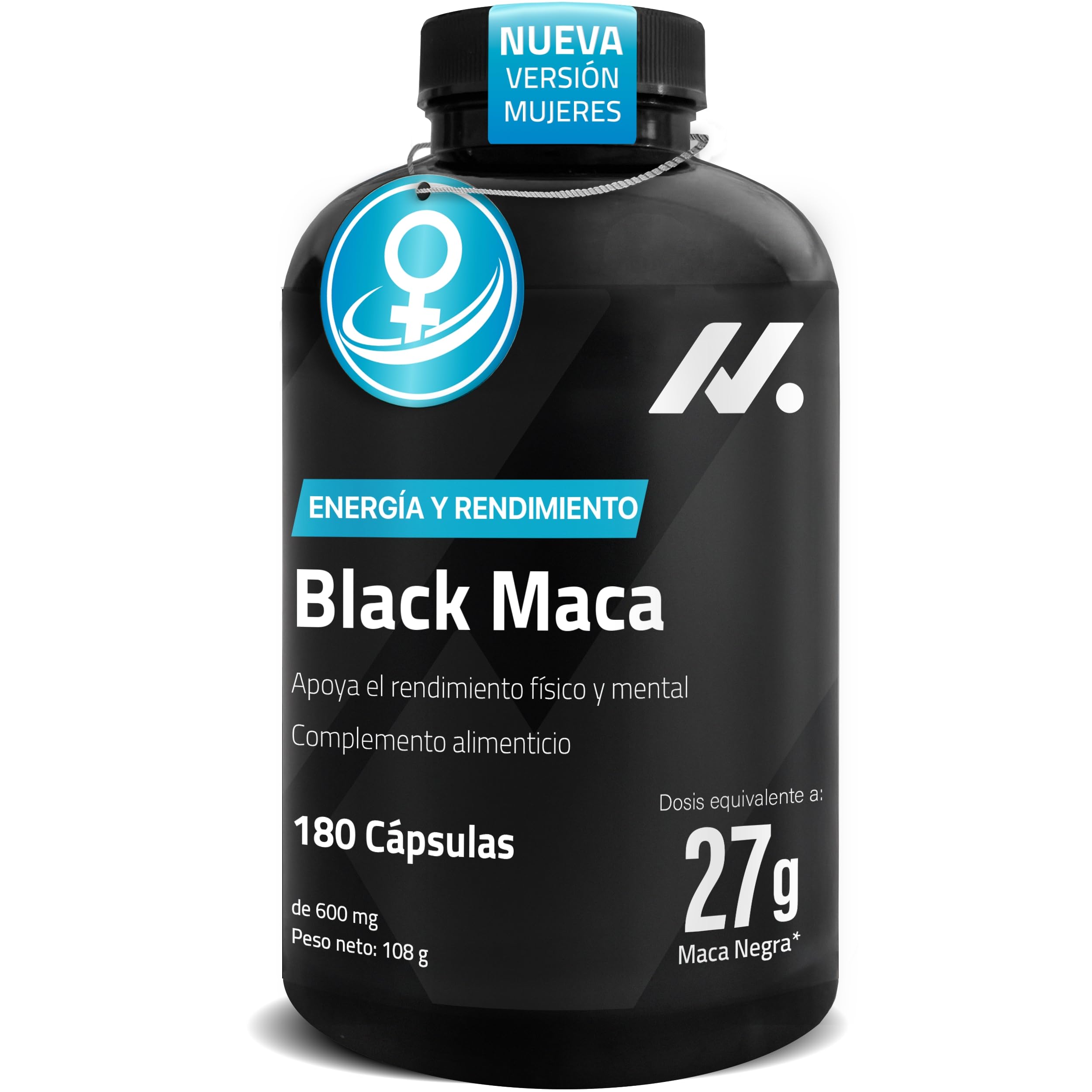Maca Andina Mujer 27.000 mg de Maca Root – Extracto Estandarizado de Maca Negra 100:1 con Zinc, Vitamina B6, L-Arginina y Taurina – Energía, Resistencia y Balance Femenino – 180 Cápsulas Veganas Nyvos