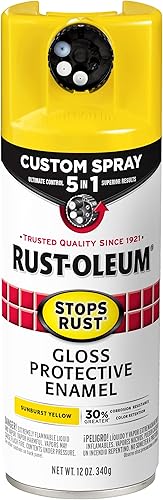 Vista 193 de Rust-Oleum 376885 Pintura en aerosol 5 en 1 personalizada para prevención del óxido, 12 onzas, transparente brillante