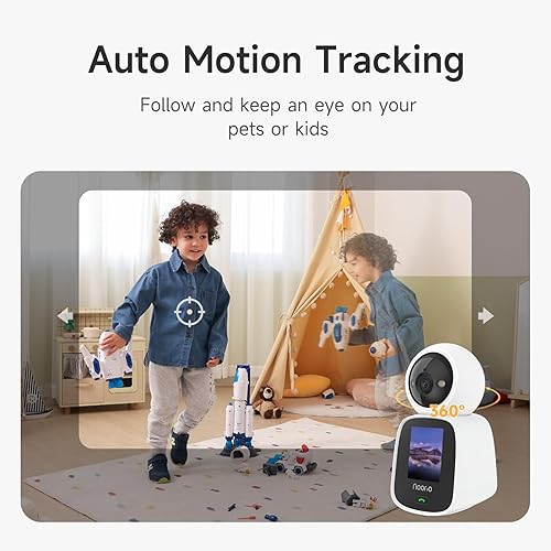 Miniatura 7 de Noorio Cámara de videollamadas bidireccionales, cámara para mascotas de 2K con un clic para interiores con aplicación de teléfono, cámara PTZ para