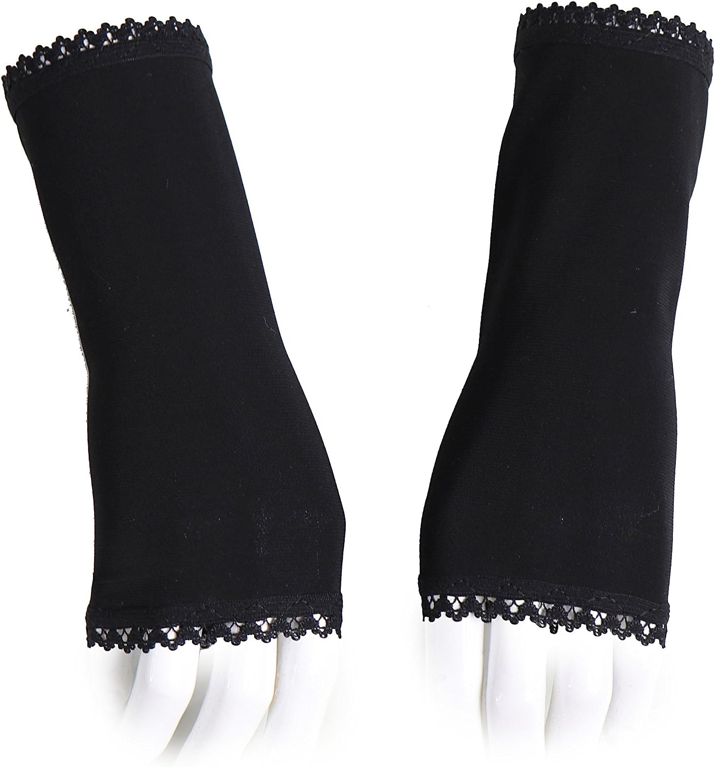 Tuebella Care Vampire Gothic Victorian Lolita Gloves Black with Lace, Length 17 cm