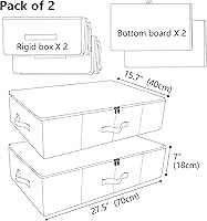 Vista 2 de iwill CREATE PRO Pack of 2, Rigid Underbed Storage Boxes with Zip Lid for Clothes, Bedding Sheets, Blankets Organiser, Black Gray
