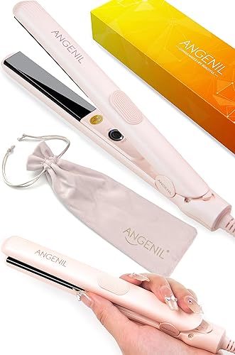 ANGENIL Mini plancha plana ultra pequeña para cabello corto, mini plancha de pelo de doble voltaje, plancha plana pequeña de 0.7 pulgadas, tamaño de