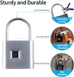 Serrure d'empreintes digitales,Padlock d'impression digitale avec clé d'urgence Initialiser l'empreinte digitale, IP66 Padlock Smart étanche pour entrepôts, salle de gym, écoles, maisons, cabinets de bureau