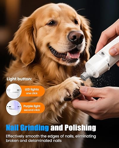 Miniatura 5 de Kit de aseo 4 en 1 para perros con luz LED, recortadora de patas de perro de bajo ruido mejorada 2025, cortaúñas, recortadora de uñas profesional de