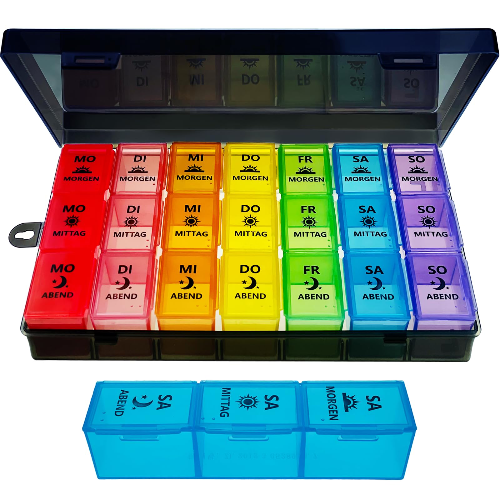 Organizer Portapillole Da Viaggio - 8 Scomparti Grandi - Impermeabile Con Doppia Chiusura - 14,5x10,2x4,1 Cm - Per Farmaci E Integratori