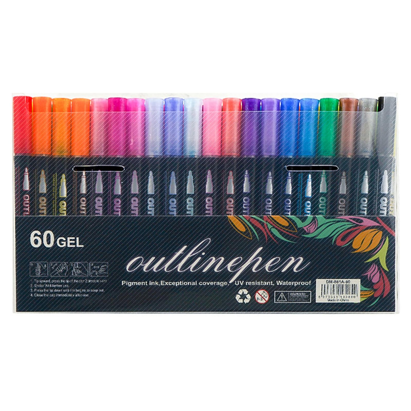 3 pennarelli metallizzati a doppia linea glitterata a prova di sbiadimento per artigianato, scrapbooking, progetti su tutte le superfici, pennarelli glitterati per bambini e vacanze