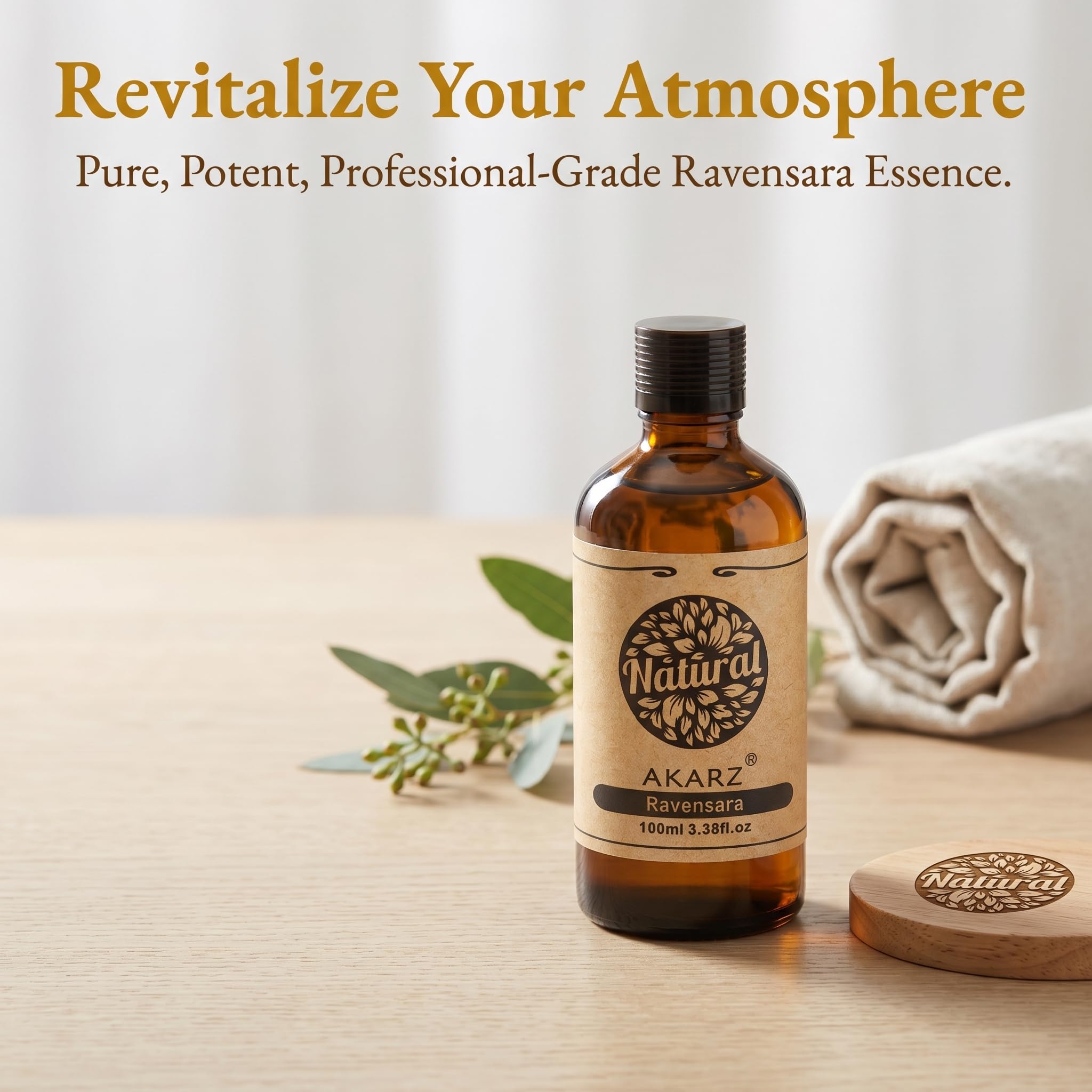 AKARZ 100ml Olejek esencjny z Ravensary - Naturalny olejek aromatyczny do dyfuzorów, lamp aromatycznych i aromatów pomieszczeń