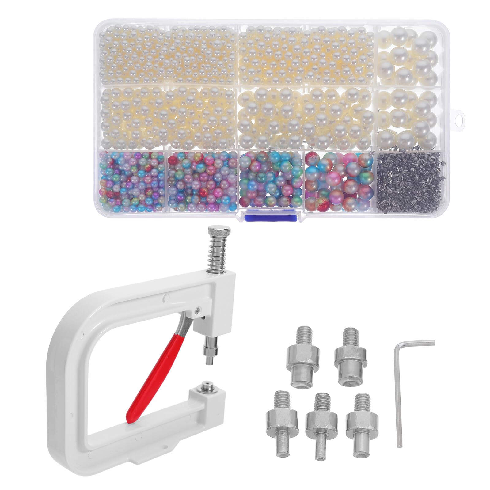 UKCOCO Herramienta para Engarzar Cuentas Prensa Manual Kit Remaches y Perlas Máquina para Fijar Abalorios en Ropa Bolsos Zapatos y Manualidades DIY