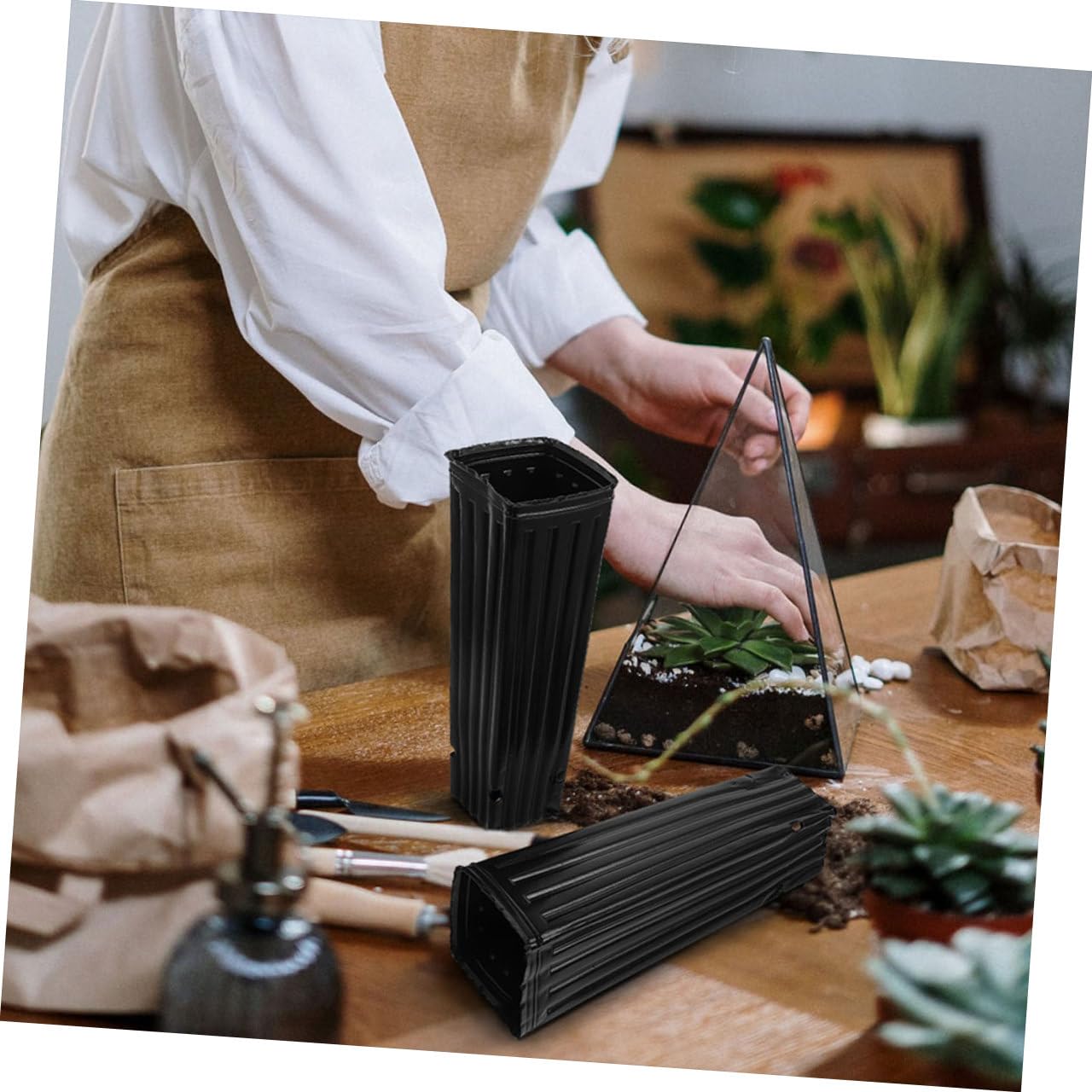 MAGICLULU Lot de 60 Godets pour Semis Plastique Noir pour Arbres et Fleurs, Pots de Culture Épais en PP Perméabilité à l'eau, pour Pépinière et Jardinage