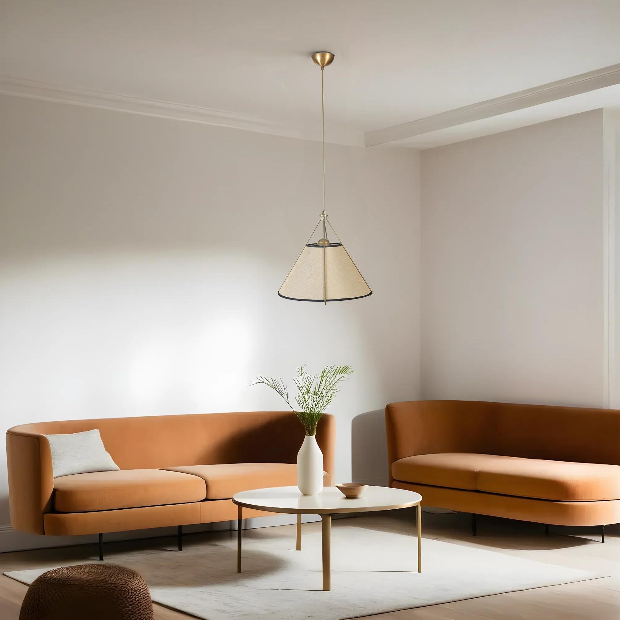 Lámpara colgante de metal beige y dorado 40 cm ajustable para iluminación moderna