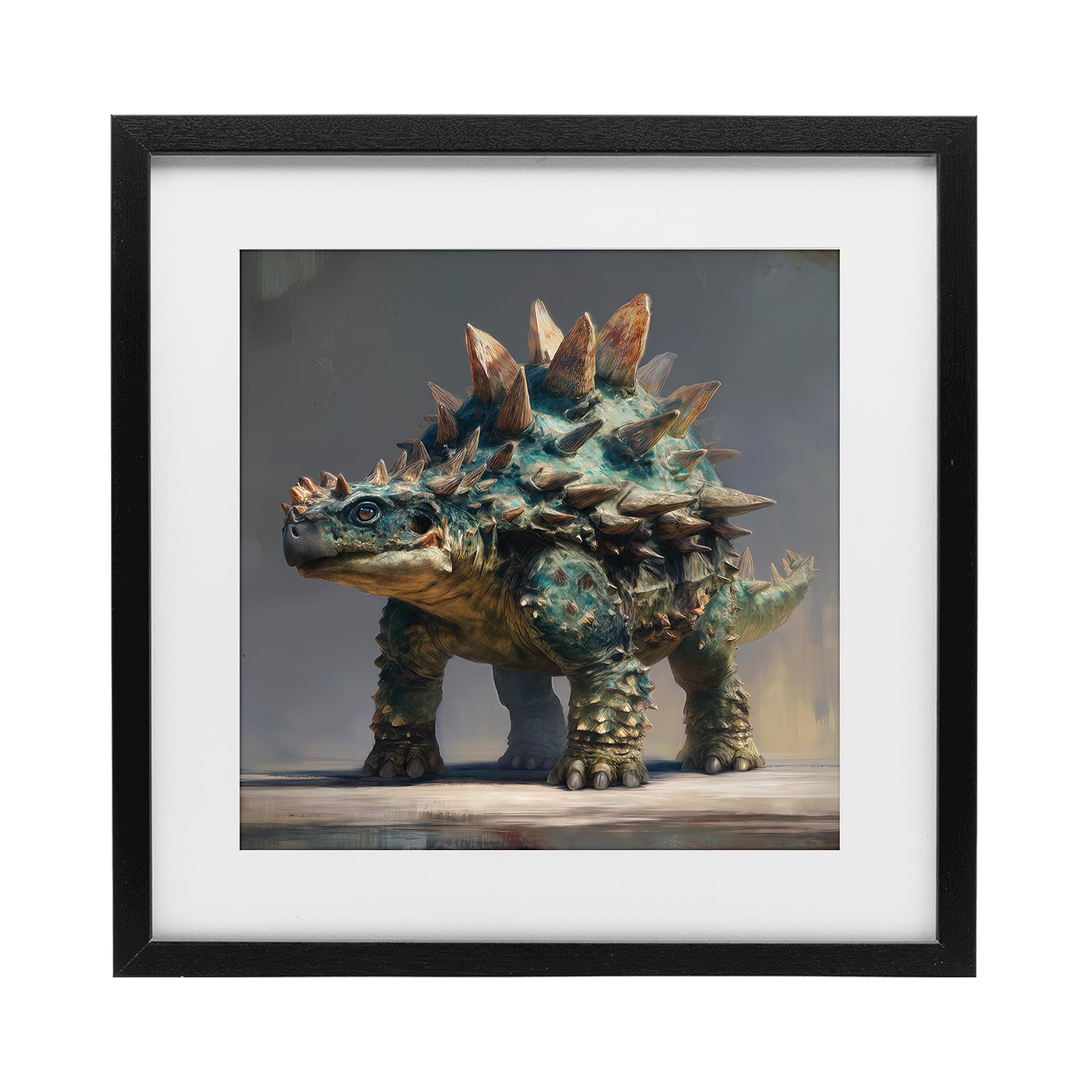 'Prehistoric Ankylosaurus Portrait'| Framed Print Under Glass