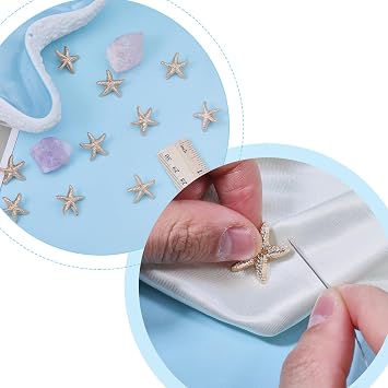 16Pcs Starfish Shaped Shell Buttons 20mm Alloy Antique Metal Shank Buttons Handmade Ocean Seashells Decorative Accessories for Sewing Dresses Suits Shirts Coats Jackets Uniform