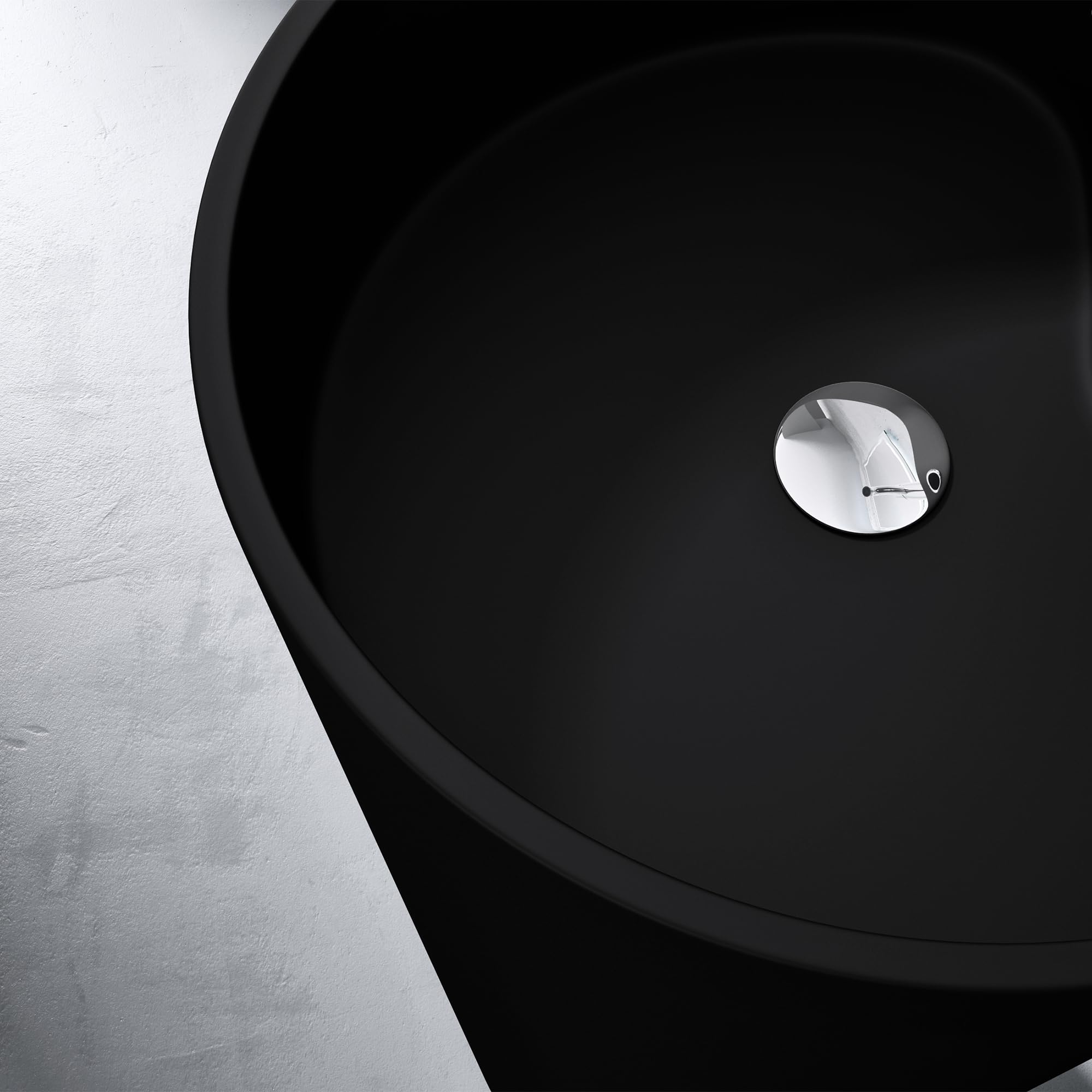 Mai & Mai Lave Mains Colonne Évier Vasque sur Pied 45x45x90cm en Résine De Synthèse Noir Mat Rond Avec Perçage Pour Robinet Lavabo Avec Trop-Plein À Poser Au Sol Col35
