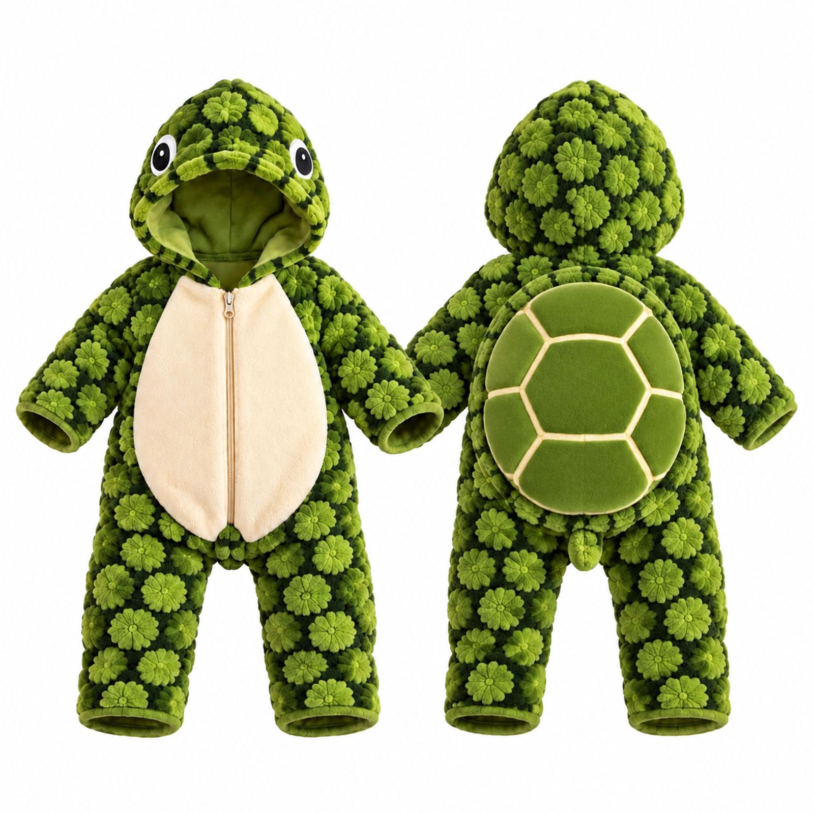 Unisex Baby Toddlers Romper Jumpsuit Turtle Hooded Fleece Costume Romper