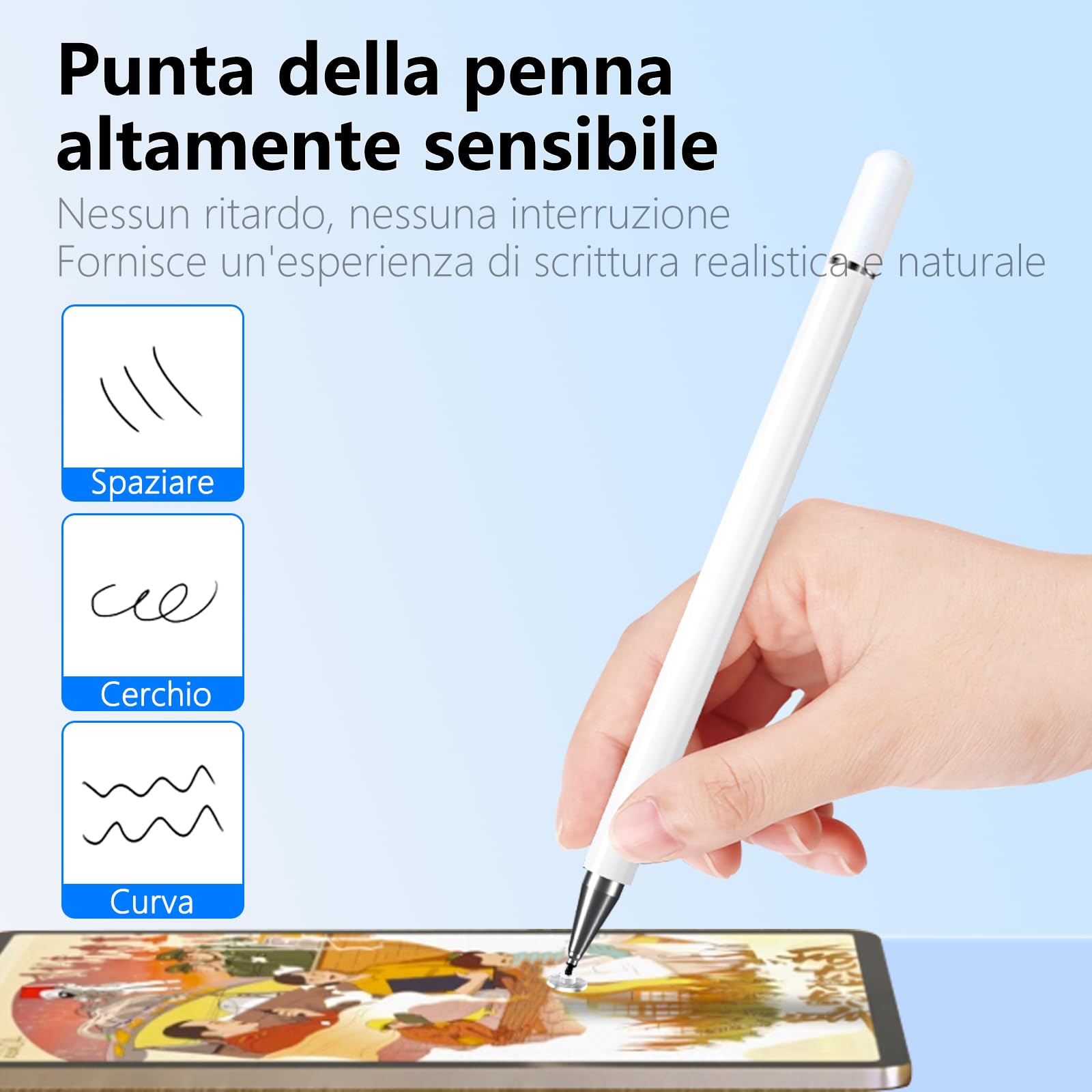 Penna Touchscreen Per Bambini – Senza Batteria – Punta Morbida In Fibra – Compatibile IPad, FireTab, IPhone, Android, Kindle – Blu