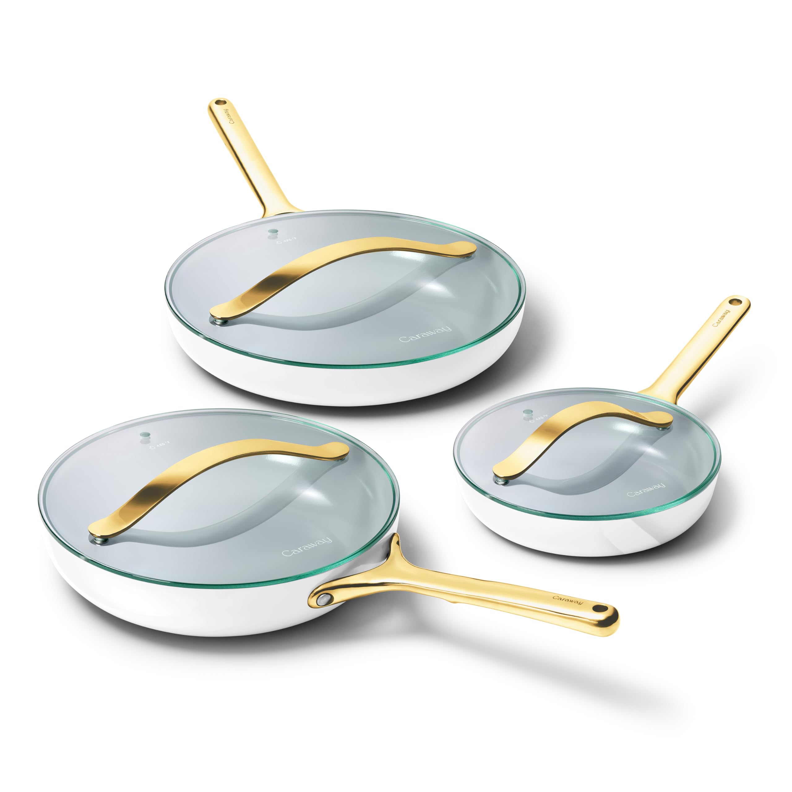 Carway Fry Pan Trio with Glass Lids, 6 Piece Set