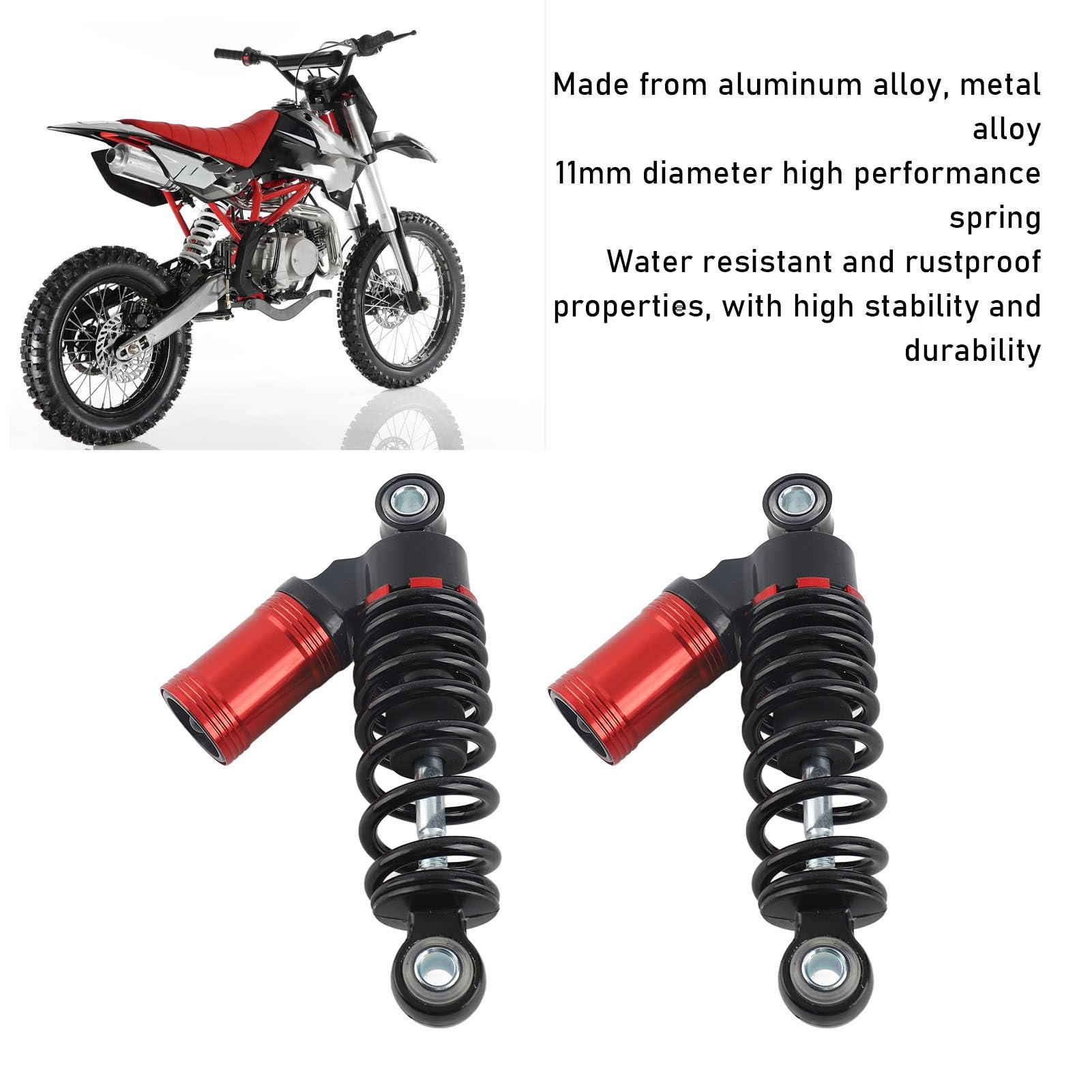 Amortyzatory ze Stopu Aluminium Motocykla Para Sprężyn o Wysokiej Wydajności do Motoru Terenowego ATV Go Kart Scooter Uniwersalna Instalacja Części Zamienne do Odległości Otworu Montażowego