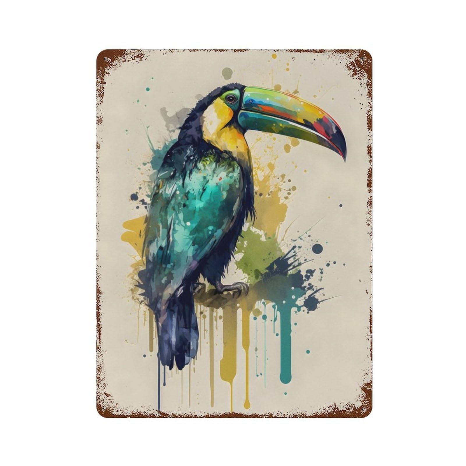 Toucan Keel Billed Vintage Metal Tin Sign 15.7"x11.8", Ideal for Cafe, Home Bar And Lounge Decor