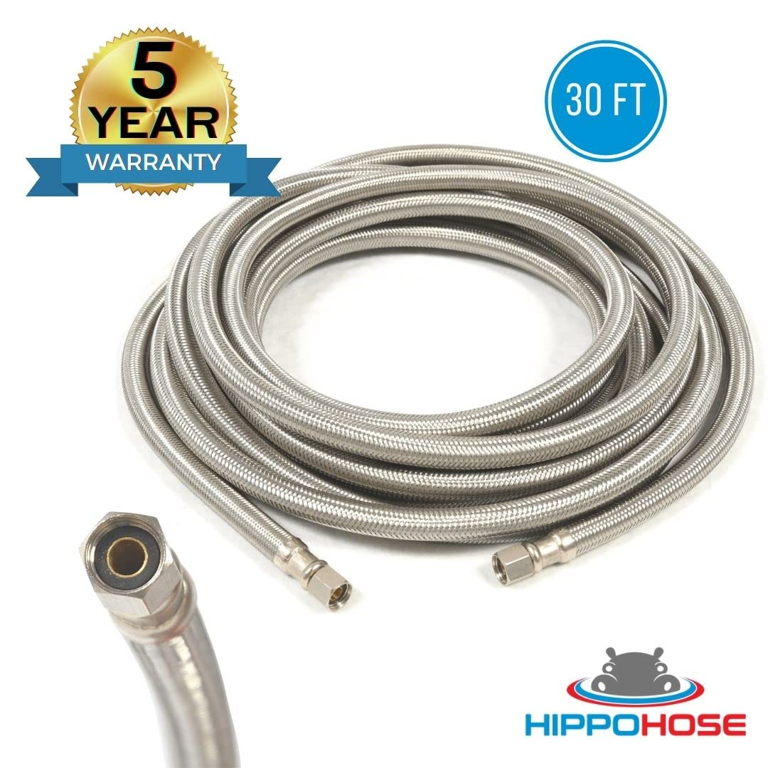 Tubo flessibile lungo per frigorifero (9,2 m) – universale per tutte le marche di frigoriferi – Icemaker Water Supply Line – Connessioni ¼" x ¼" – Tubo di alimentazione frigorifero per ghiaccio e