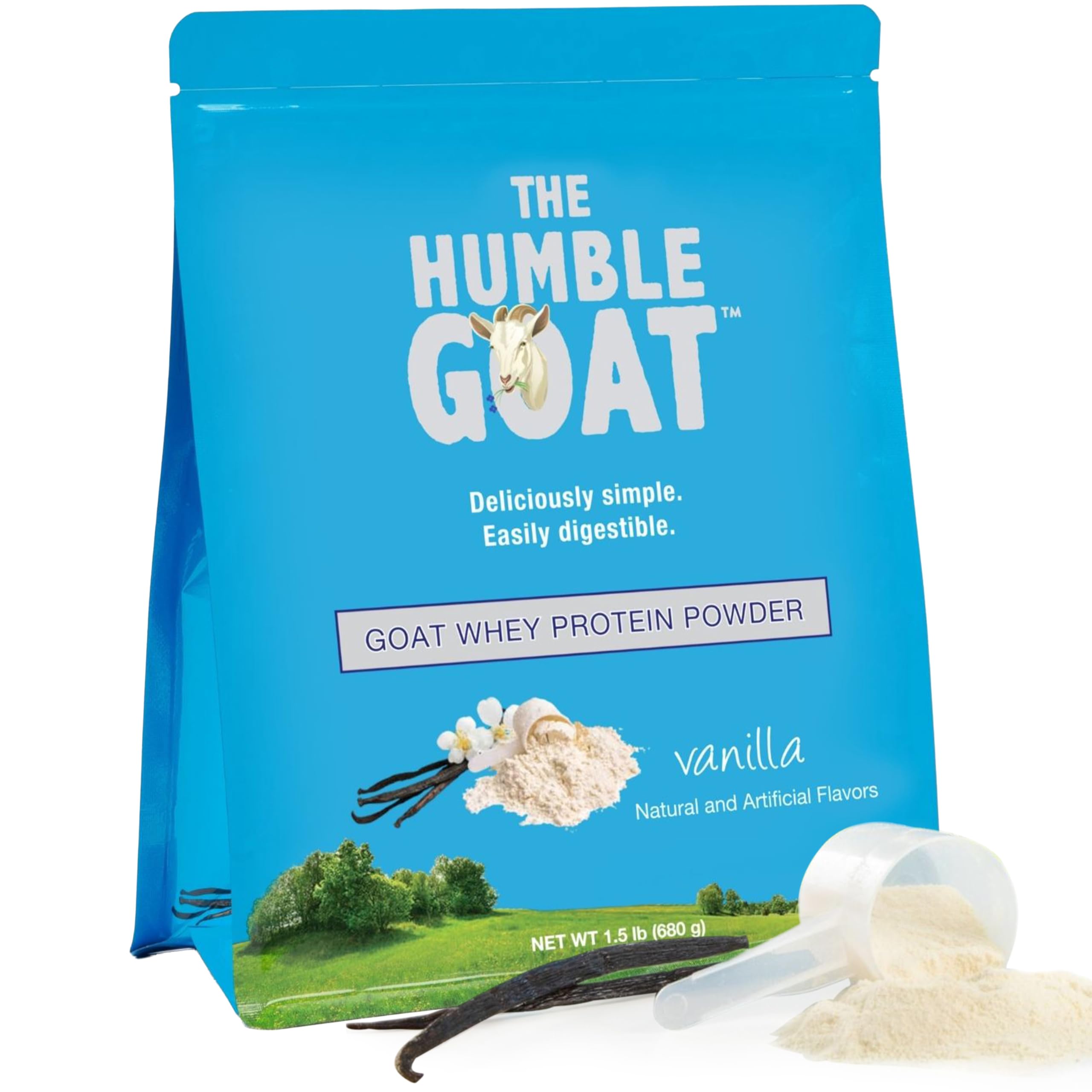 Grass Fed Whey Protein Powder Vanilla 1.5 lb – Made from Goat Milk, Easy to Digest, Clean Taste, Non-GMO, Gluten-Free & Versatile Vanilla Whey Protein Powder, Made in USA