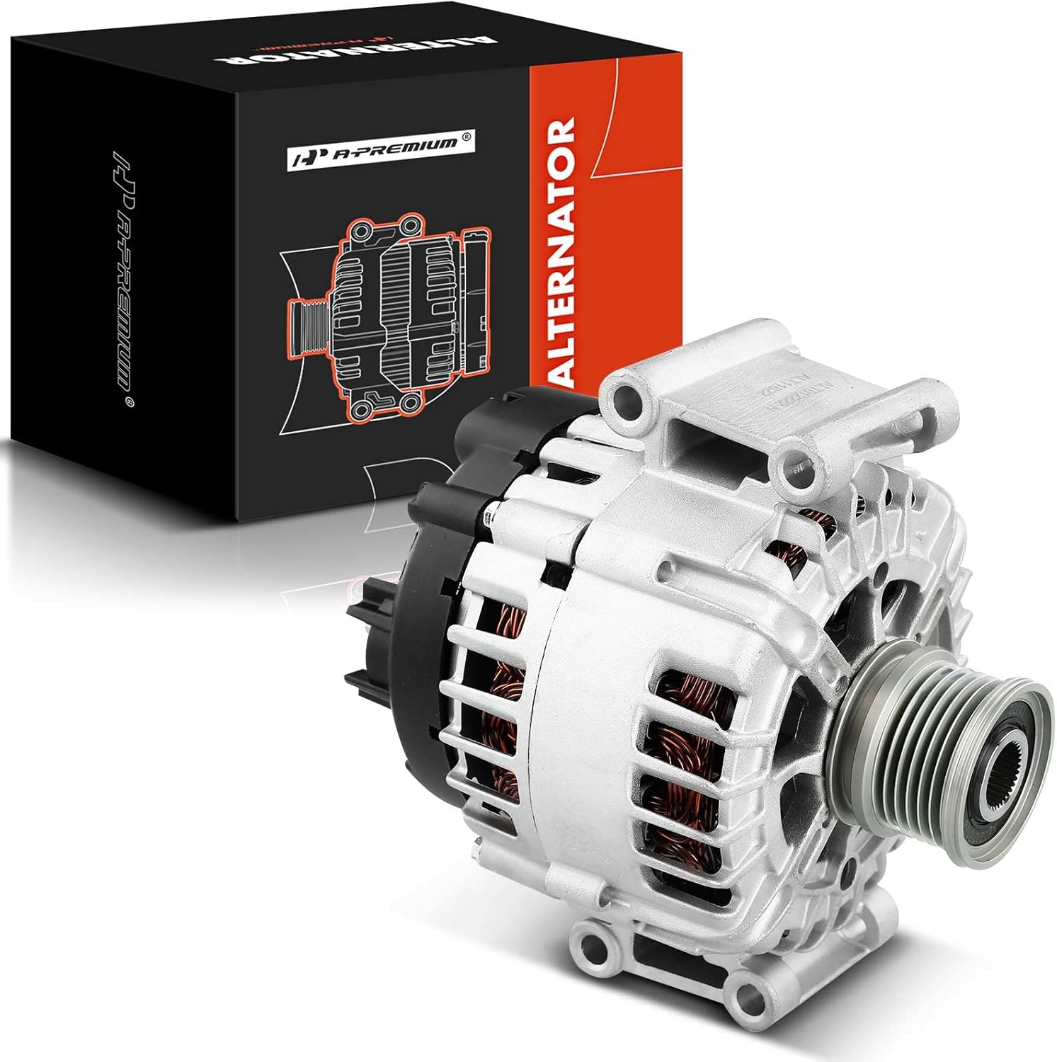 A-Premium Alternator Compatible with Mercedes-Benz W204 C250 2012 L4 1.8L, 12V 150A Clockwise 6-Groove Clutch Pulley, Replace# A0141541502, 0131543302, A0009063000