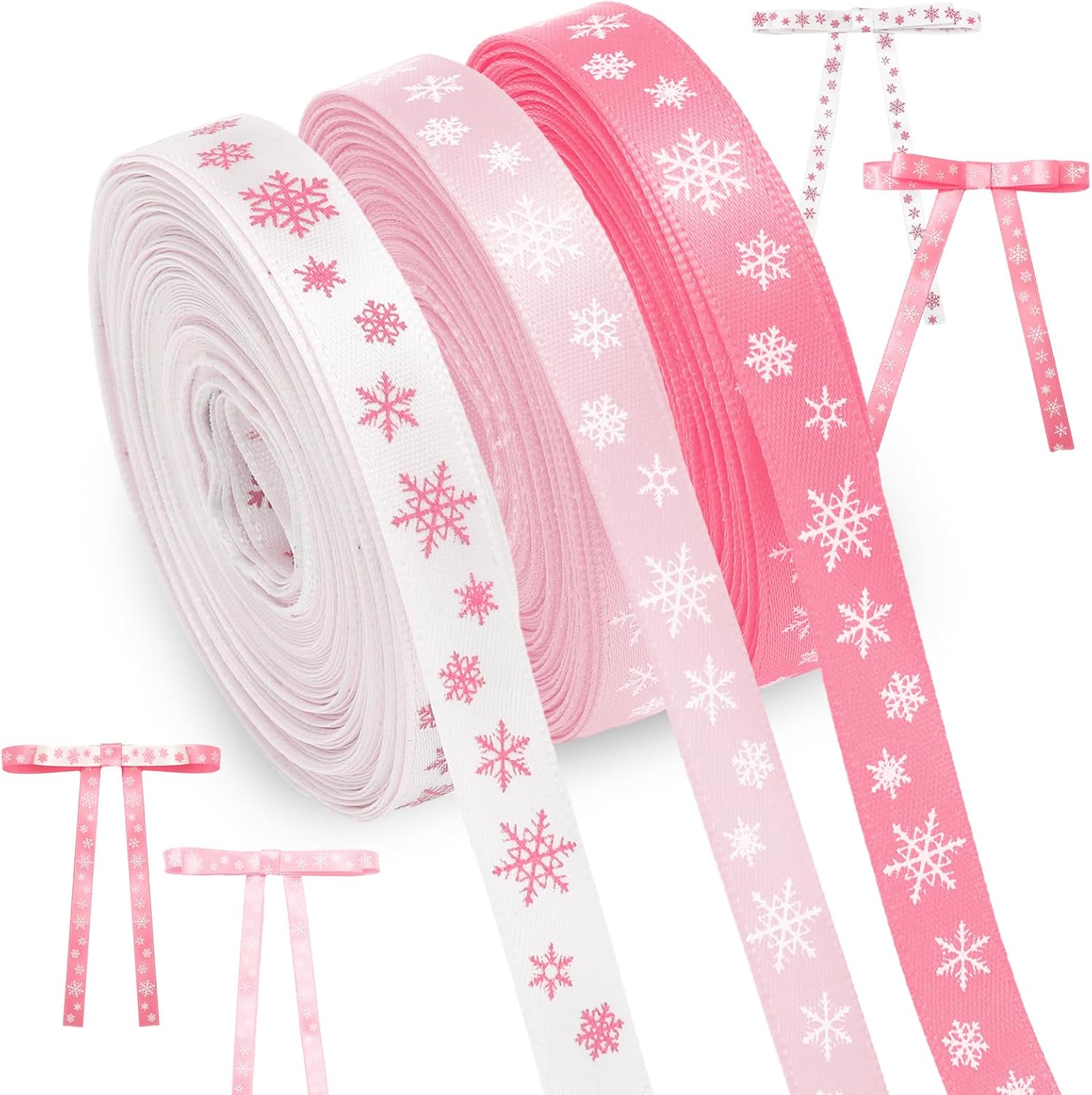 Amazon.com: JarThenaAMCS 6 Rolls 60 Yards Christmas Snowflake Ribbons 3 ...