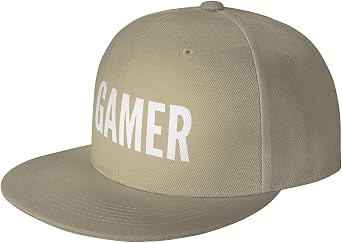 Statement Gamer Snapback Hat Flat Bill Visor Adjustable Brim High Top Baseball Cap Natural