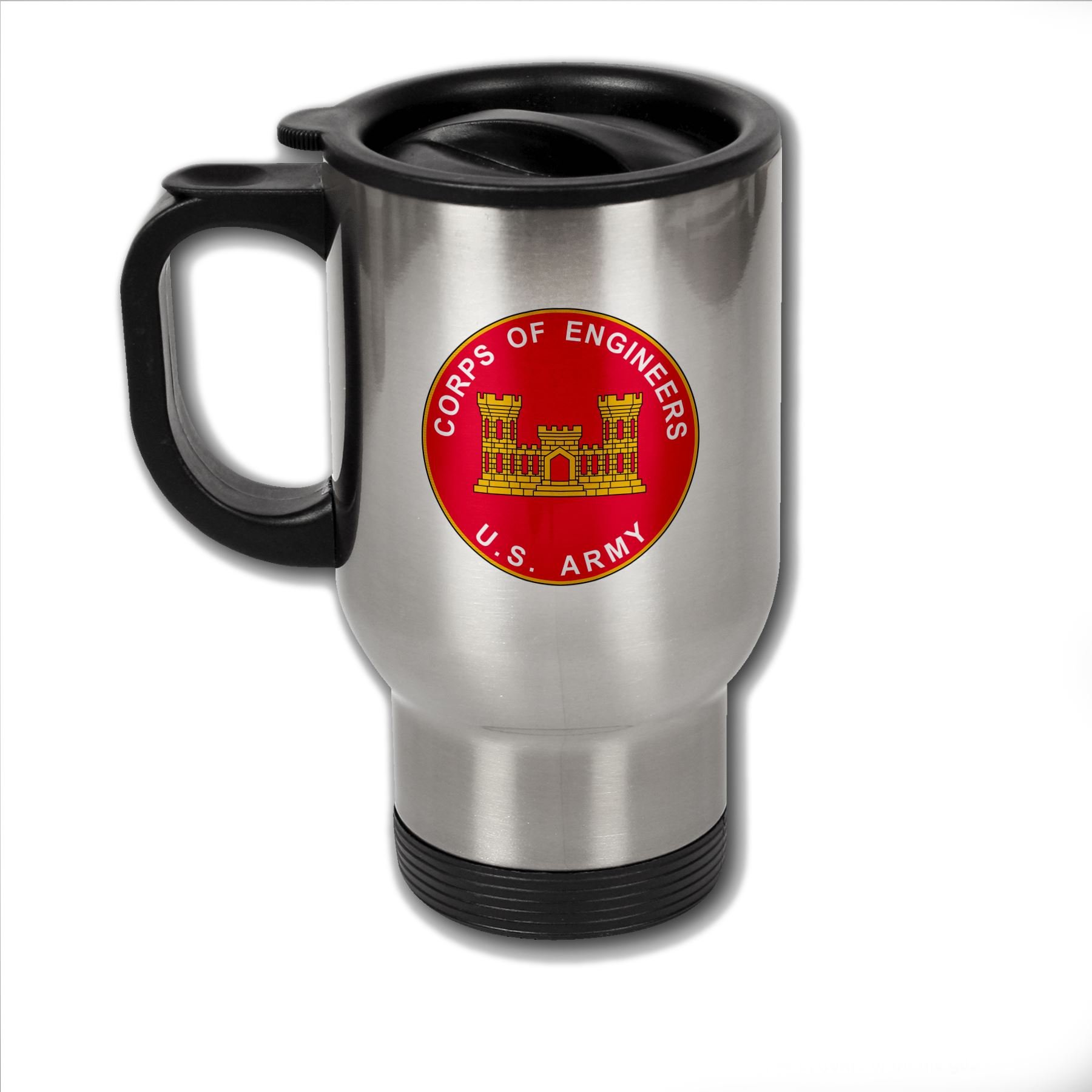 Stainless Steel Coffee Mug with U.S. Army Corps of Engineers Branch Plaque