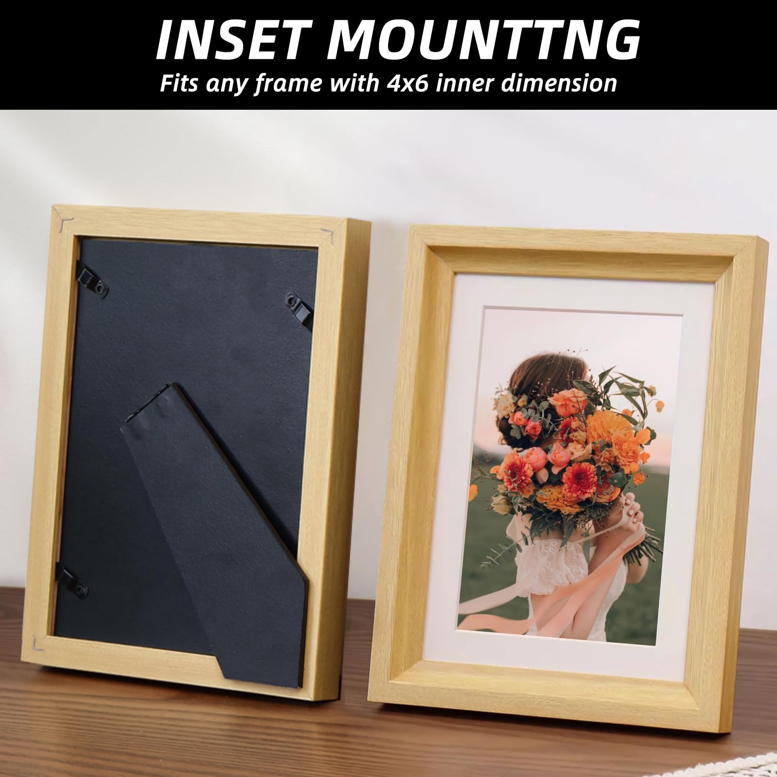 5 Stück Ersatz-Rückwand für Bilderrahmen 5 x 7 Zoll, Schwarz, mit Aufsteller und Scharnieraufhängung, Fotorahmen Rückwand Ersatz für DIY Fotoalben, Kunstbilder, Ideal für Tisch- oder Wanddisplay