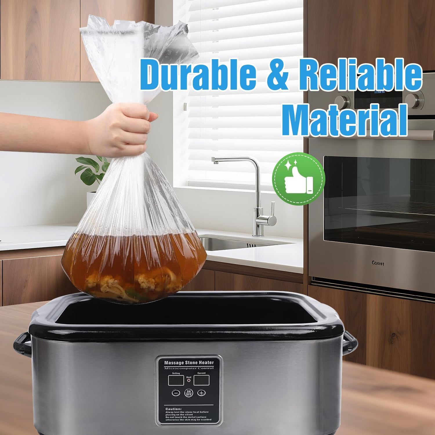 10 ×Electric Roaster Liners 34 x 18 Inch Disposable Roaster Liners Fits 16, 18, 22 Quarts Roasters, Roasting Pan Liners Cooking Bags for Immediate Cleanup - Image 7